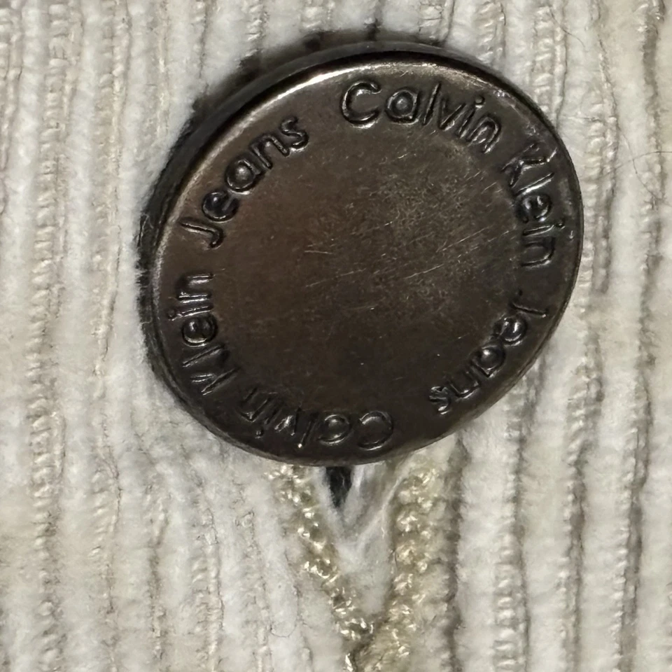 Pantalones CALVIN KLEIN Hombre Talla 34X30 Crema Blanco Pana Academia Calce Suelto Preppy Foto 3 de 4