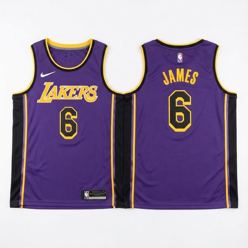 Nike Los Angeles Lakers LeBron James #6 Purple/Yellow NBA Basketball Jersey