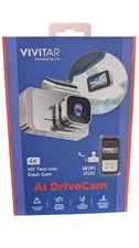 Vivitar 4K HD Two-Way Dash Cam with AI-All Distance Warnings Silver NIB