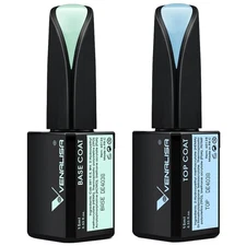 VENALISA 2 Pcs 15Ml Gel Nail Ploish Base and Top Coat Set, No Wipe High Gloss L