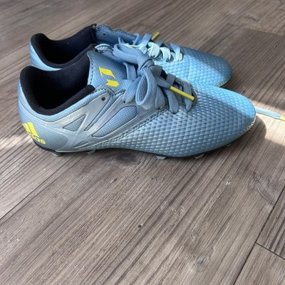 adidas Sky Blue Kids Soccer Cleats with Yellow Highlights. 2.5