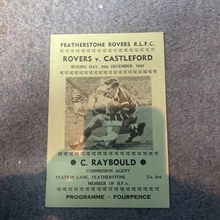 Featherstone Rovers v Castleford Rugby League Programme 1963/64 season