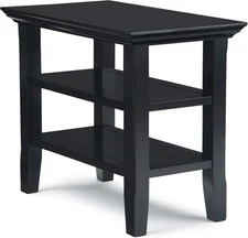 Acadian 14-Inch Wide Solid Wood Narrow End Table in Black, Transitional-Style Si