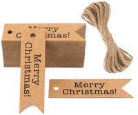 Weihnachten GeschenkanhäNger Braun Papier Merry Christmas Deko 100 StüCk 2X7Cm