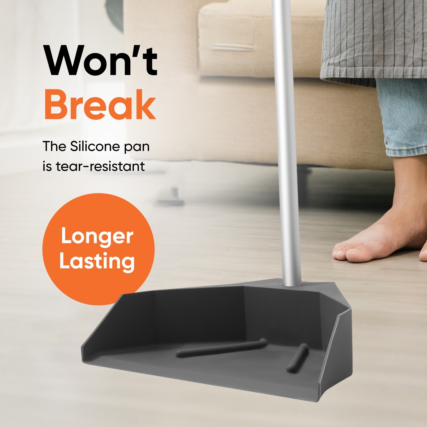 Superio Silicone Lobby Dustpan with Long Handle 38"