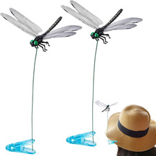 2pcs Dragonfly Clips, Artificial 3D Simulation Dragonflies Hat Clip, Fly Scare D