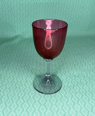 Antikes viktorianisches Glas Cranberry Rubinrot U-Schale Weingläser x1 sehr guter Zustand