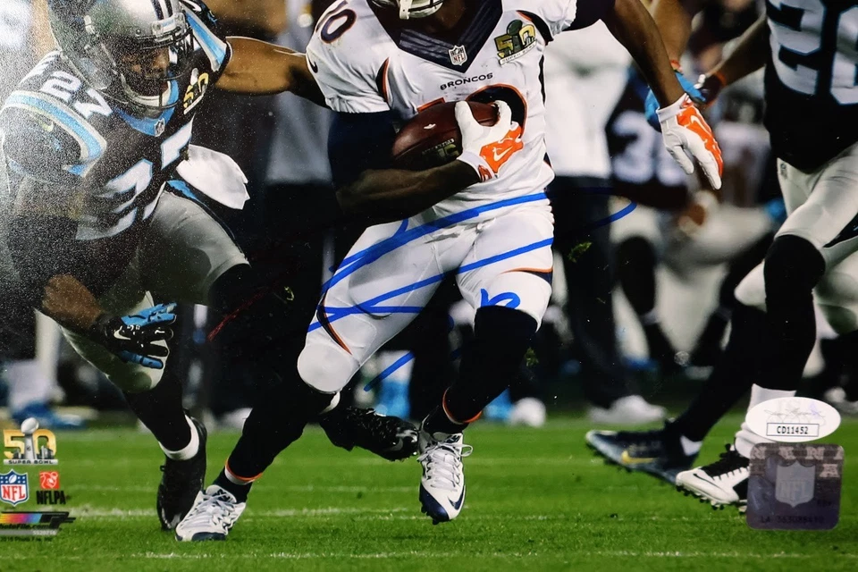 Фотография Эммануэля Сандерса с автографом 8x10 с табличкой сертификат подлинности JSA - Изображение 2 из 3