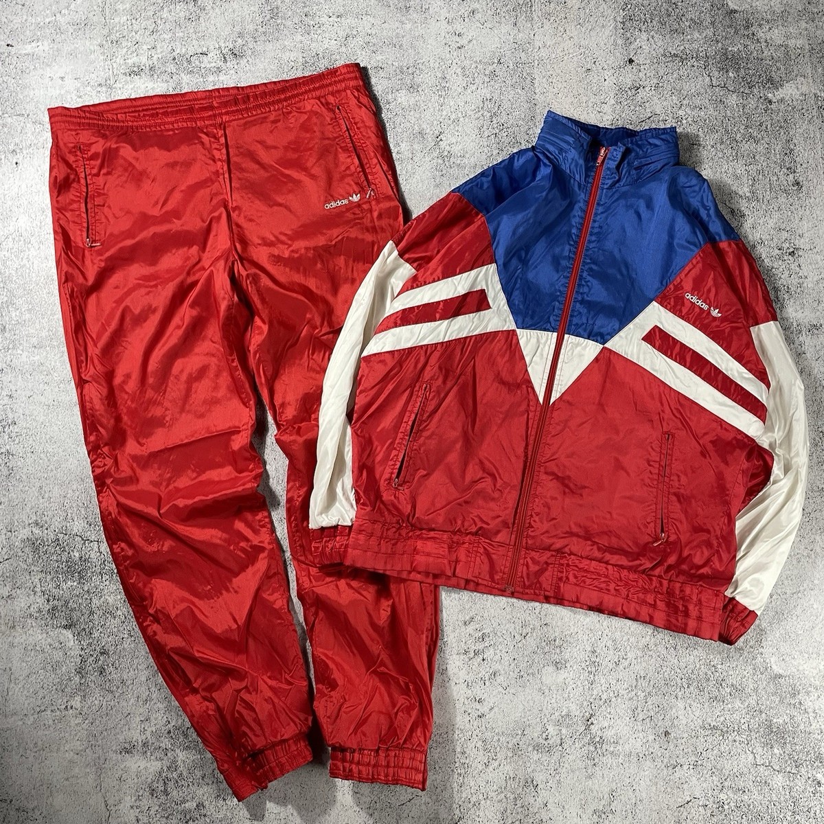 超希少 90s old adidas track jacket pants Vintage 90s USA Style Adidas Track Suit Track Jacket + Pants