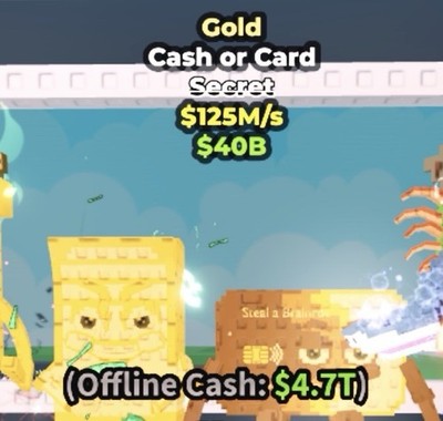 Cash or Card Gold Secret Offline Cash In-Game Currency ID $125M/s