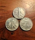 Liberty Walking Silver Half Dollar Coins 1942D 1945 1947 -  LOT OF 3 - GEM AU BU