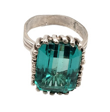 Sterling Silver Green Quartz Sterling Silver Cocktail Ring 9 OOAK Artisan