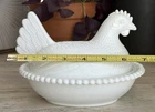 Vintage 7” Indiana White Milk Glass Chicken Hen On Nest Covered Bowl Candy Dish
