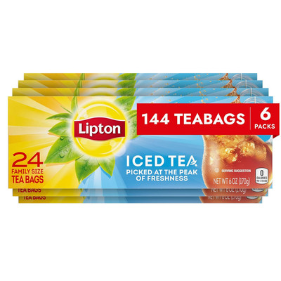 Unsweetened Iced Tea Bags, Family Size Zero Calories, 144 Total Tea Bags (24Ct -