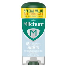 TWIN PACK Mitchum Men Antiperspirant Gel Deodorant Triple Odor Defense Unscented