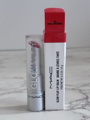 MAC Glow Play Lip Balm 453 Rouge Awakening 0.12oz/ 3.6 G Full Size NIB