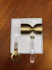 BAR TOOL SET 2 Piece Bottle Opener and Jigger Set