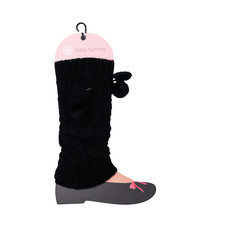 Daisy Fuentes Girls Legwarmers Black One Size Cable Knit Pom Pom Trim NWT