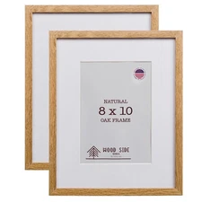 Oak Wood Picture Frames - Natural Solid Wood Glass Photo Frames Wall Tabletop