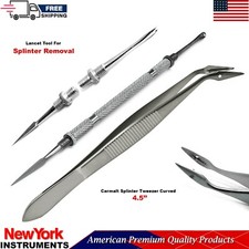Splinter Removal 2pcs Set Splinter Forceps Lancet Veterinary Surgical Instrument