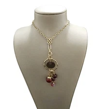 Talbots  Women's Pendant Charm Gold Plated Wine Statement Necklace NWT