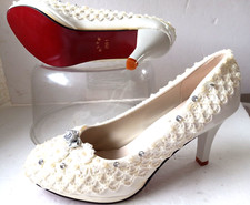 NEW Women's Beaded Bridal Shoes Pumps Zhong Dong Z  D Sz. 9 w/Red Soles NWOB