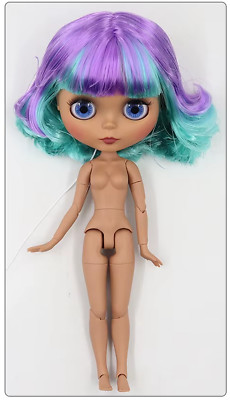 Neo Blythe Doll Matte Face Nude Medium Dark Skin Hair BJD Toy Collectible Puppet