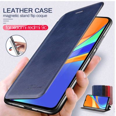 Book Style Magnetic Stand Leather Flip Case for Xiaomi Redmi 9C 9 C Nfc Coque Fu