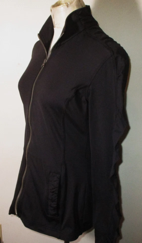 Chaqueta deportiva EXOFFICIO negra con cremallera completa manga acanalada para mujer talla S/P Foto 4 de 4