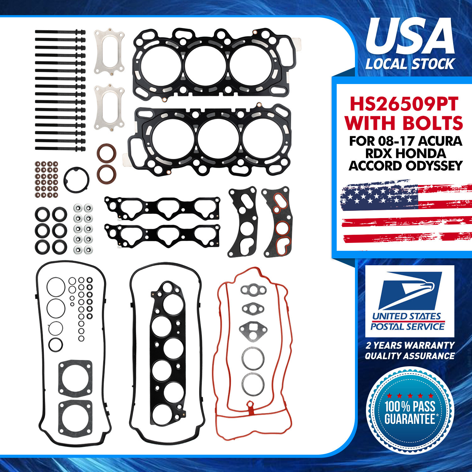 08-17 Honda Odyssey Accord Acura 3.5L Head Gasket Set with Bolts Fits J35Z3 J35Z2 Engine