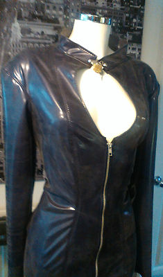 THE FEDERATION GUMMI LATEXÄRMEL KLEID SCHLÜSSELLOCH DEKOLLETÉ