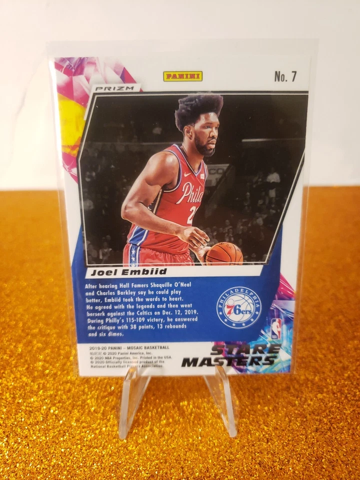 2019-20 MOSAIC STARE MASTERS SILVER PRIZM #7 JOEL EMBIID 76ERS - Image 2 of 2