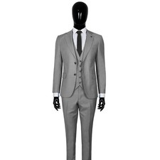 Mens Slim Fit Suit in Grey with Waistcoat - Wedding Stage - Suit - Jacket