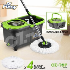 360 Degree Spin Mop Rotating and Bucket Set Spinning Floor Clean w/ 4 Mop Heads