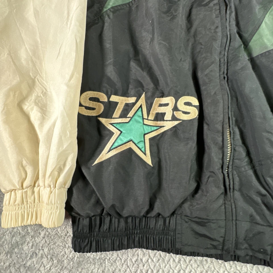 Chaqueta ligera negra verde diente de tiburón atlética con logotipo de Dallas Stars para hombre M años 90 Foto 3 de 4