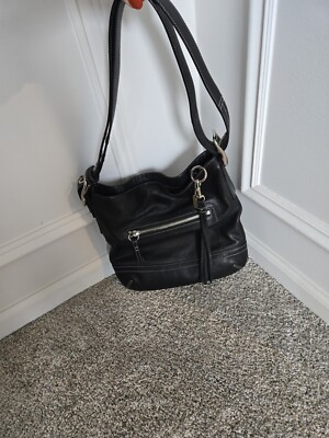 バッグ old COACH leather shoulderbag black Coach Black Leather Shoulder Bag – Duniz Vintage