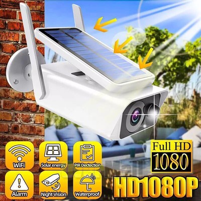 Wireless Solar Powered Wifi Outdoor Pan/Tilt Home Security Camera System Night