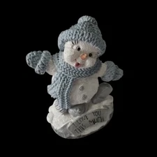 Encore Group I Love You This Much Snowman 3" Resin Figurine Blue Scarf Sparkled 