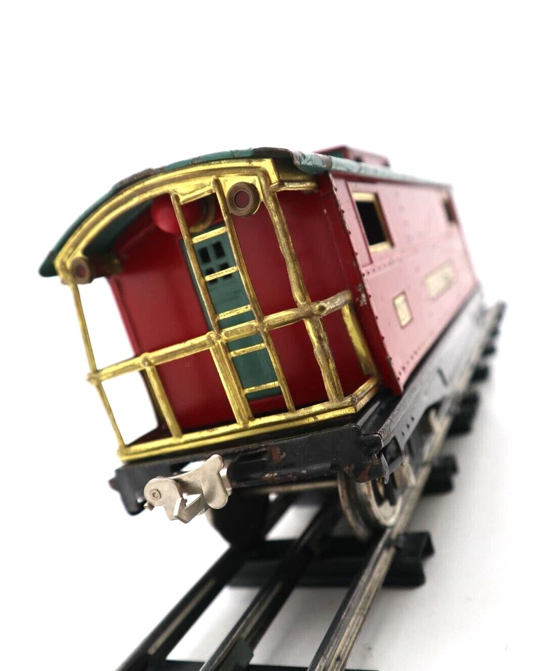 Lionel Pre War Standard, No. 217, Lionel Red & Peacock Illuminated Caboose C7 EX - Image 4 of 4