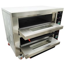 Electric Deck Pizza Bread Meat Oven 2-Tier 2-Tray with Caster Wheels 220V 1-PH