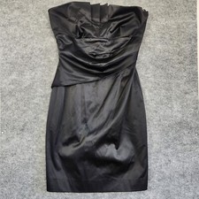 Review Dress Womens Size 12 Origami Black Strapless Satin Evening Event Party