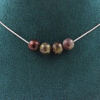 Steine Und MinéRaux. Halskette 4 Perlen Jaspis Blut Drachen- 8 Mm. Kette In