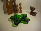 Blenko glass freeform / amoeba forest green trinket bowl / ashtray