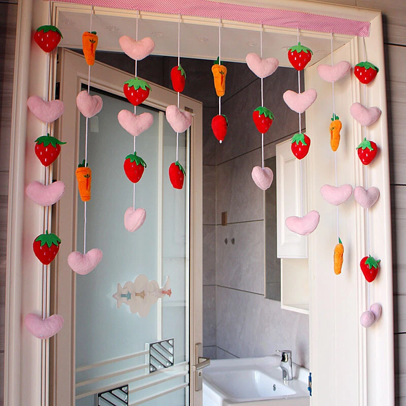 Arched Door Curtain Plush Carrot Strawberry Heart Shaped Home Decor Garlands Art - Image 3 of 4
