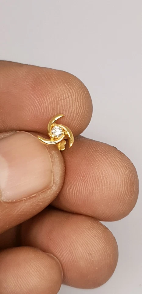 Diamant Nase Anstecknadel 14K Gelbgold Schraube Hinten Schmuck für Damen Ring - Bild 2 von 4