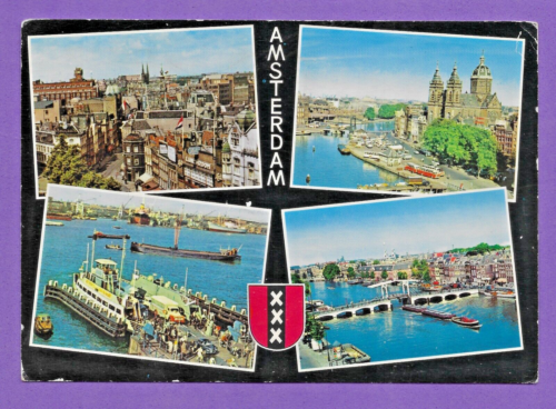 Amsterdam - Vintage Postkarte Niederlande Holland Magere Brug Brücke Amstel Hafen - Bild 1 von 2