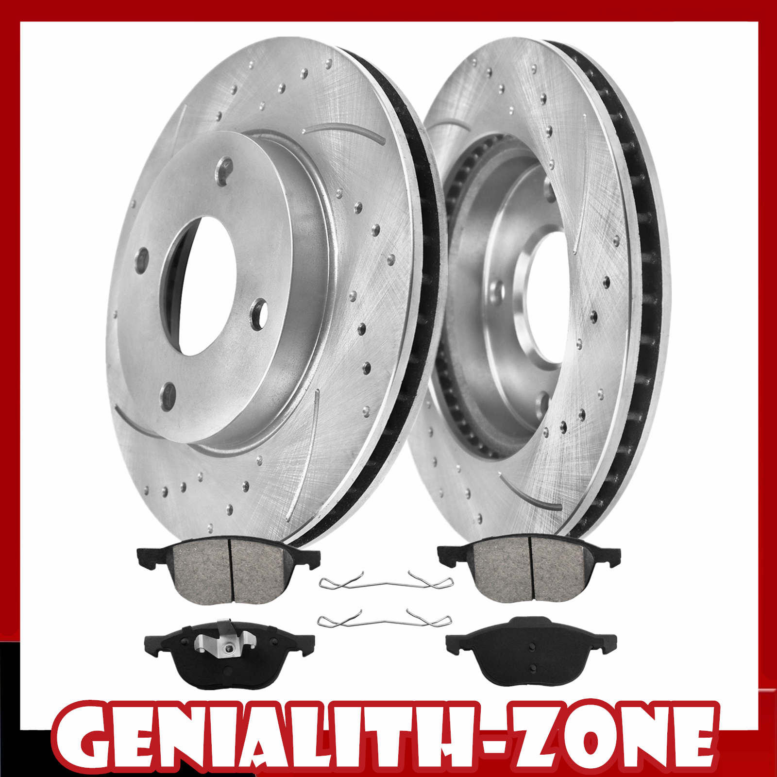 2005-2007 Ford Focus 2.0L 2.3L Front Drilled Brake Rotors & Pads Kit