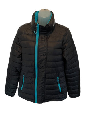 SUPERDRY Snow Ski Women's Black Padded Teal Trim JACKET