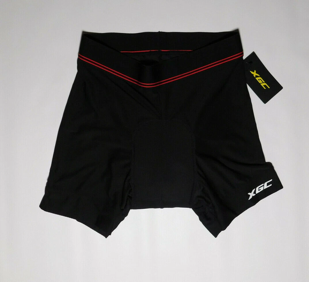 XGC Black and Red Padded Spandex Polyester Cycling Biker Shorts