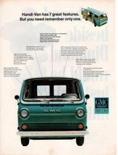 Vintage advertising print Car General Motors GMC Trucks 1965 Blue Handi Van ad